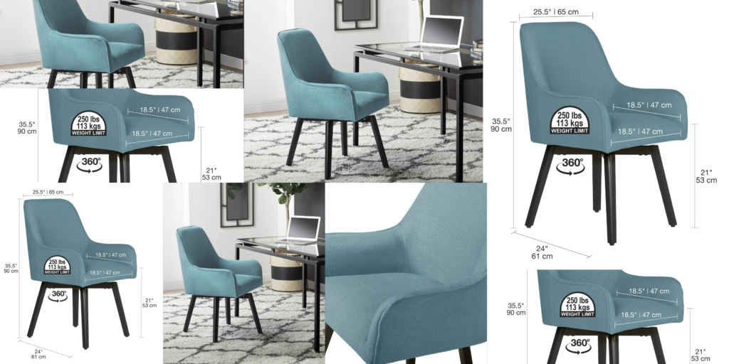 🪑 Chair with Arms – Black Baltic Fabric for Office & Dining