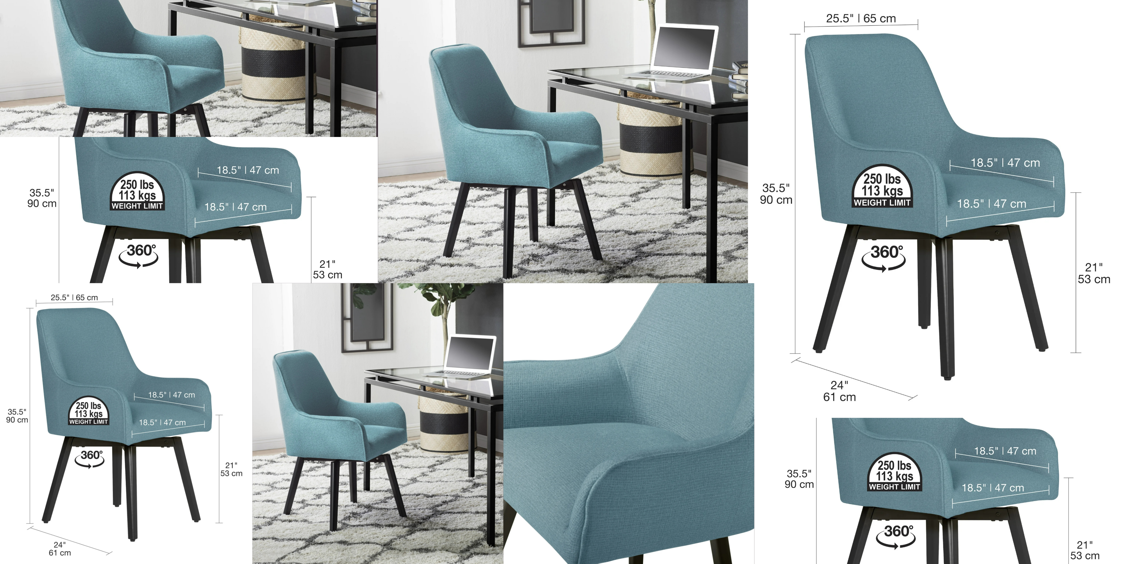 🪑 Chair with Arms – Black Baltic Fabric for Office & Dining