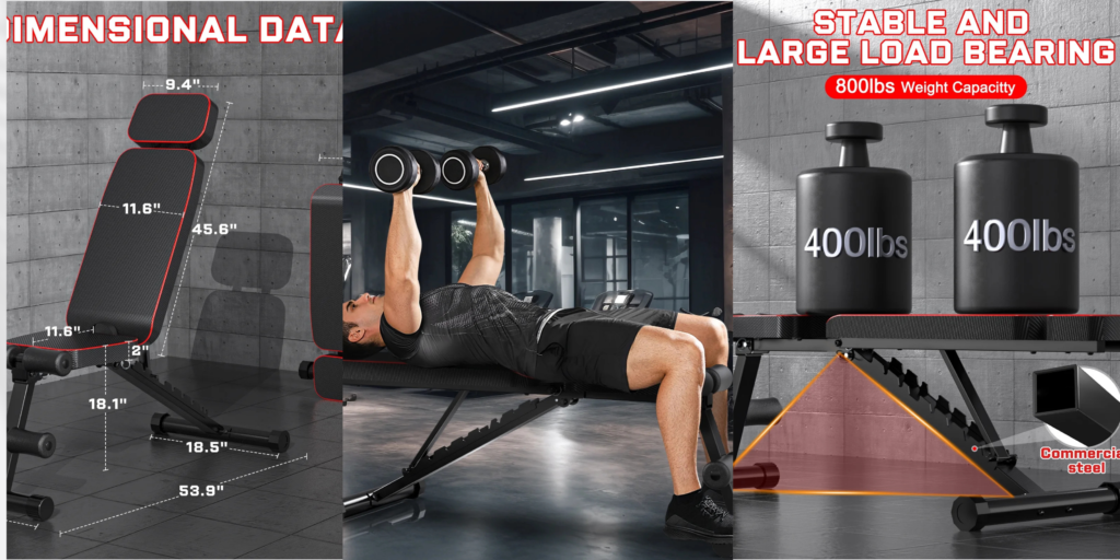 9 Positions Adjustable Weight Bench – Foldable Home Gym Bench