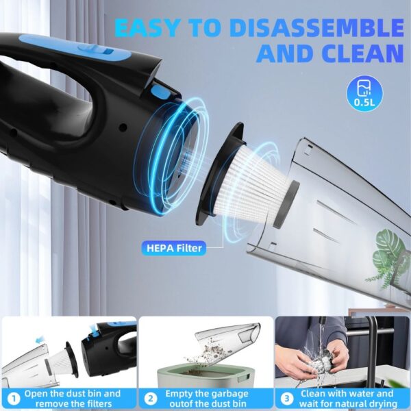 Car vacuum cleaner, 9000 Pa suction - Image 3