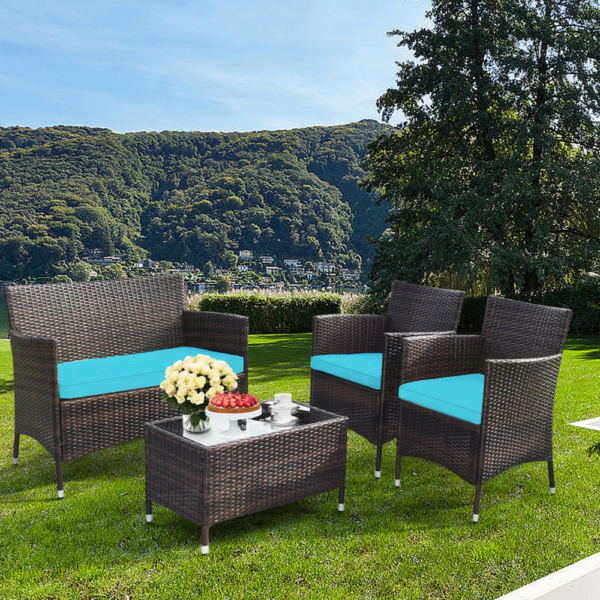 Stylish 4PCS Outdoor Patio Rattan Set - Image 3