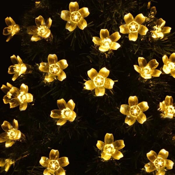 Warm white solar garden string lights with LED bulbs