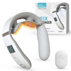 Neck massager for pain relief with heat and vibration