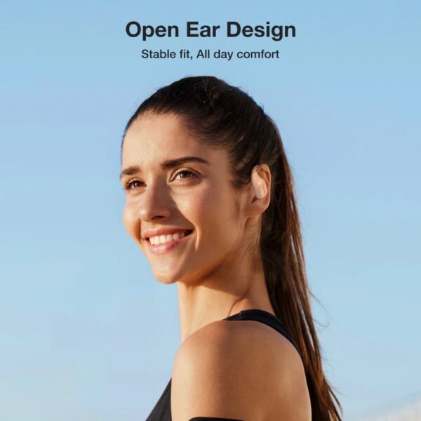 Black open ear wireless earbuds for sports