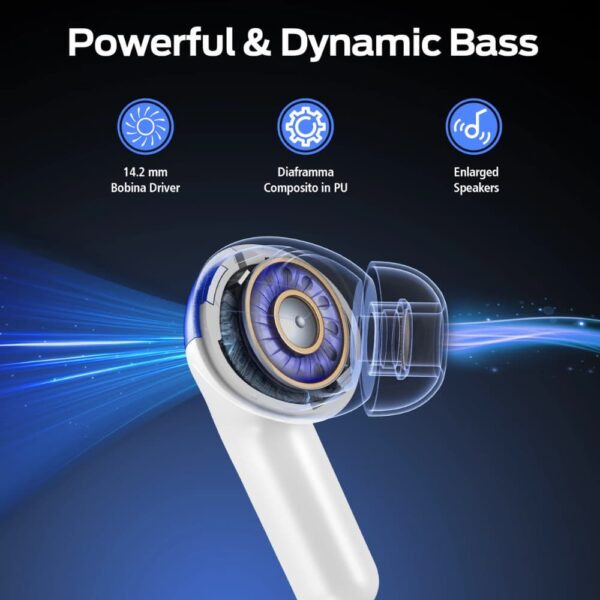 Bluetooth wireless earbuds with mic in blue color