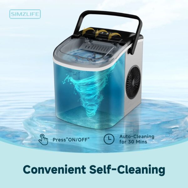 Self-cleaning portable countertop ice maker with