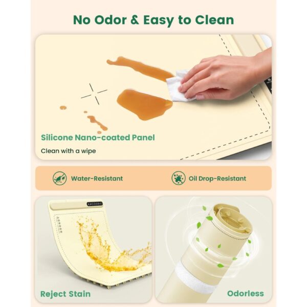 Beige electric food warming mat with 4 temperature settings for home buffets, parties, and family gatherings