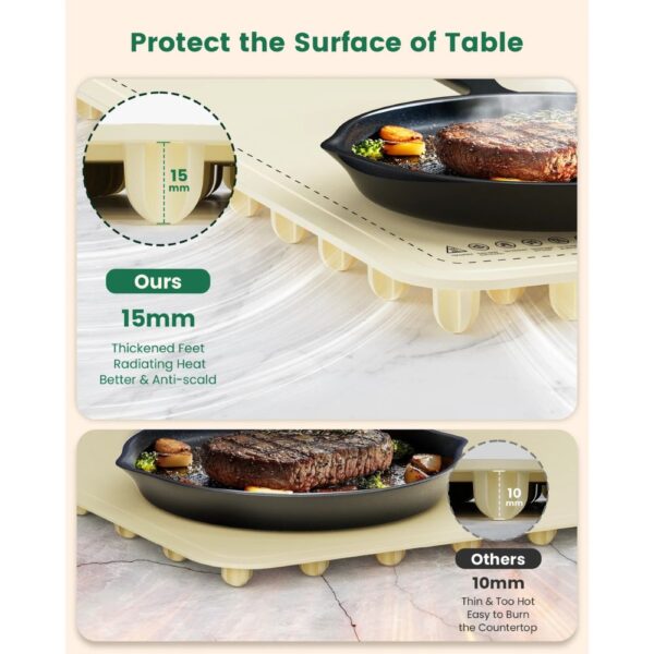 Beige electric food warming mat with 4 temperature settings for home buffets, parties, and family gatherings