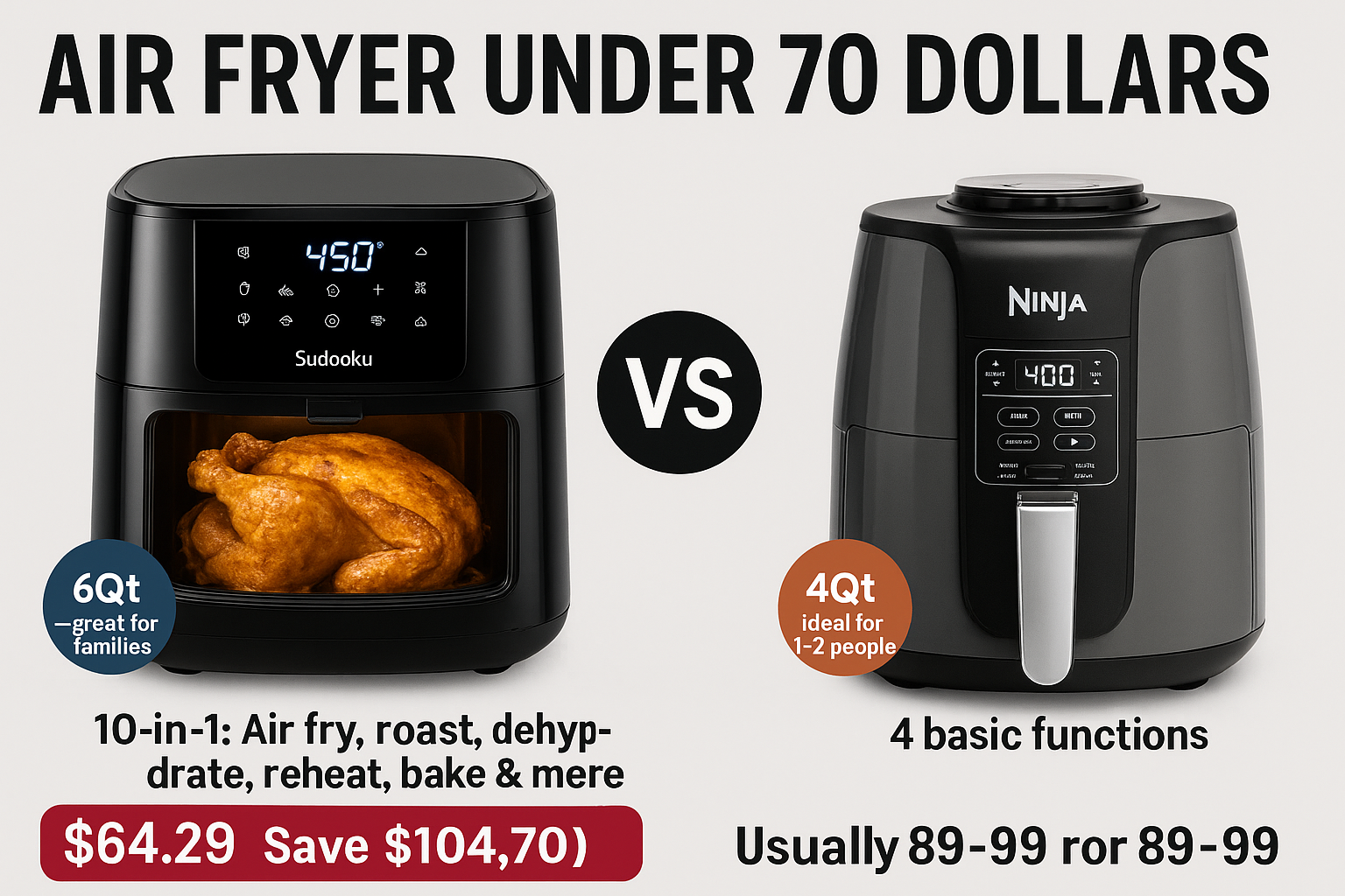 Best air fryer under 70 dollars cooking crispy chicken