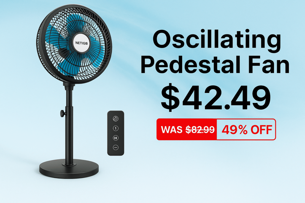 Oscillating quiet pedestal fan USA